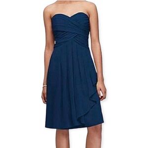 Navy Blue David’s Bridal Strapless Cocktail Dress